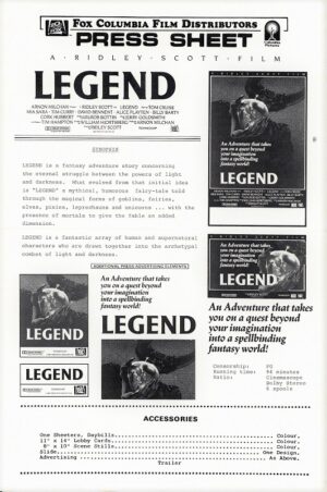 Legend Australian Press Sheet With Tom Cruise (1)
