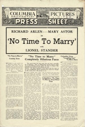 No Time To Marry Australian Press Sheet 1938 Richard Arlen And Mary Astor (1)