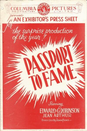 Passport To Fame The Whole Town's Talking Australian Press Sheet Edward G. Robinson And Jean Arthur 1935 (2)