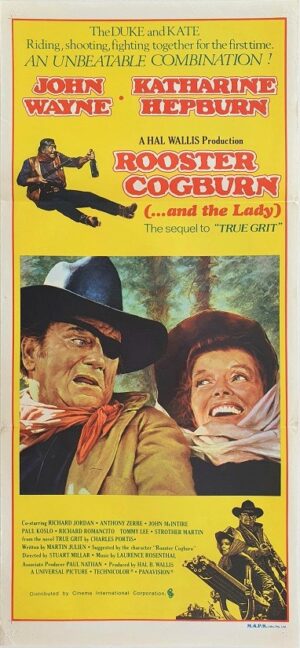 Rooster Cogburn Australian Daybill Movie Poster With John Wayne And Katharine Hepburn (1)