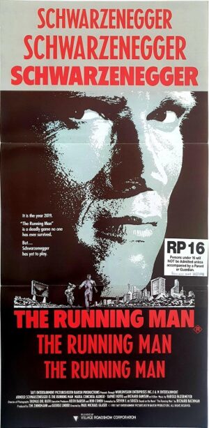 The Running Man Australian Daybill Movie Poster Arnold Scharzenegger