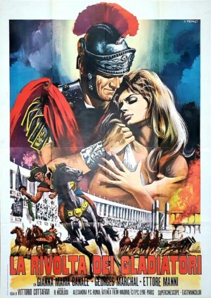 La Rivolta Dei Gladiatori The Warrior And The Slave Girl Italian 2 Panel Movie Poster Featuring A Roman Soldier (4)