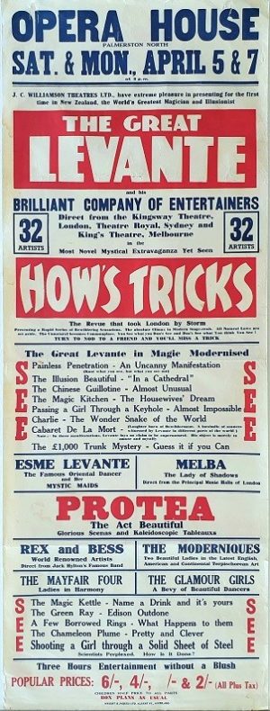The Great Levante Nz Daybill Poster Opera House P (2)