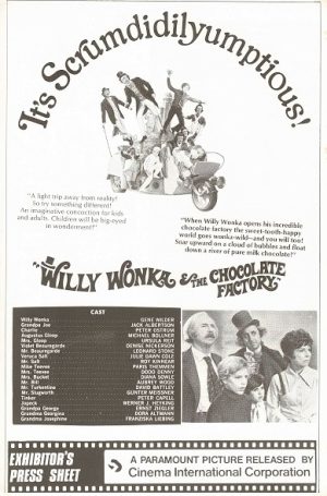 Willy Wonka And The Chocolate Factory Australian Press Sheet (1)