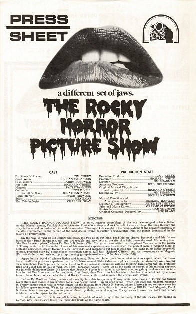 Rocky Horror Picture Show Australian Press Sheet (1)