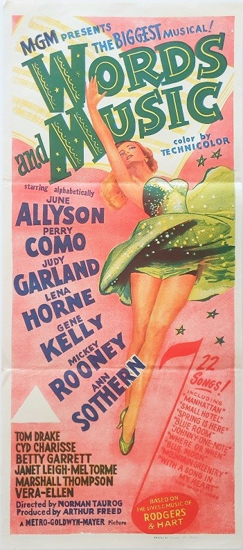 Words And Music Australian Daybill Movie Poster Judy Garland Gene Kelly