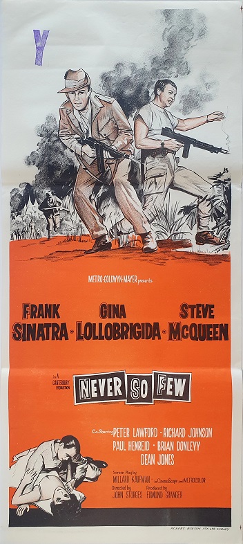 Never So Few Australian Daybill Movie Poster Steve Mcqueen Frank Sinatra