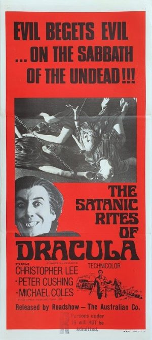 Satanic Rights Of Dracula Australian Daybill Hammer Horror Movie Poster