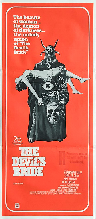 The Devils Bride Australian Daybill Movie Poster Hammer Horror