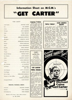 Get Carter Australian Press Sheet Michael Caine (1)