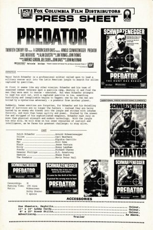 Predator Australian Press Sheet Arnold Schwarzenegger (3)